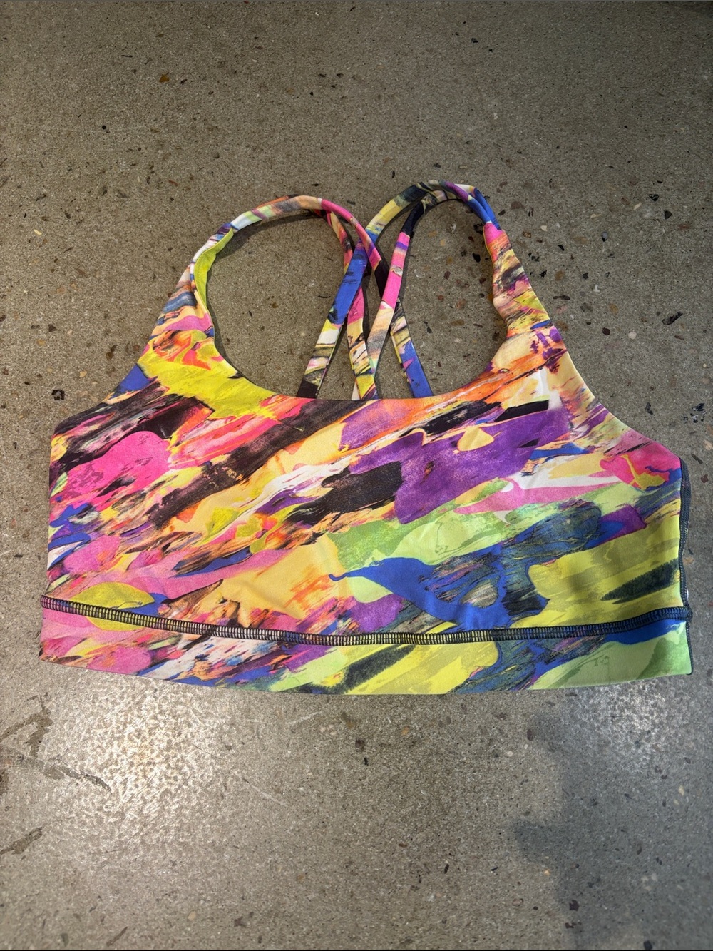 lululemon athletica Neon Abstract Print Strappy Sports Bra